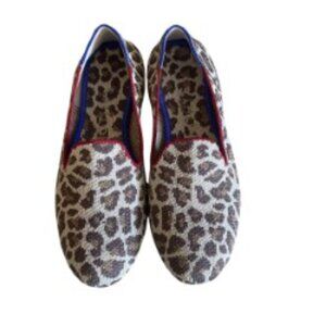 Rothy's Leopard Print Loafers with Red and Blue Accents